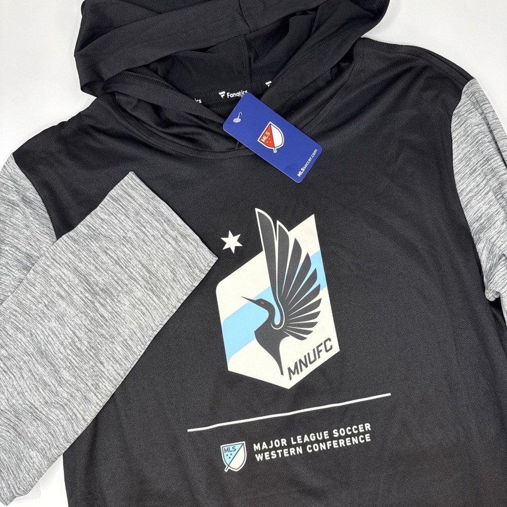 Fanatics Minnesota‎ United FC MNUFC MLS Hooded Long Sleeve Shirt Mens Medium NEW